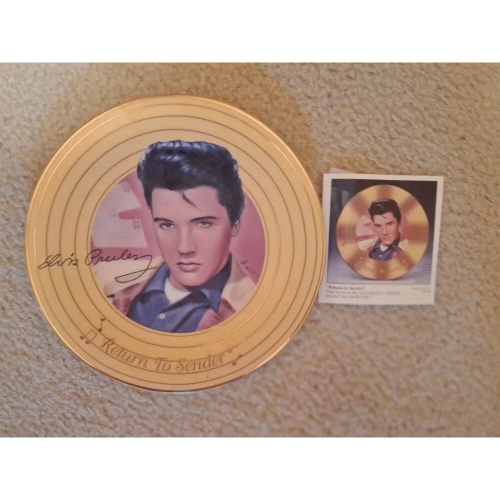 BRADFORD EDITIONS solid gold Elvis Return To Sender porcelain collectors plate